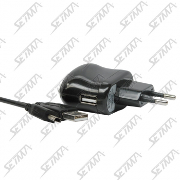 KIT CABLE USB - MINI USB + CHARGEUR SECTEUR 1 Amp