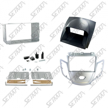 SUPPORT AUTORADIO 2 DIN - FORD - FIESTA (JA8) DEPUIS 2008 - VEHICULE AVEC DISPLAY EOM ARRONDI - ARGENT