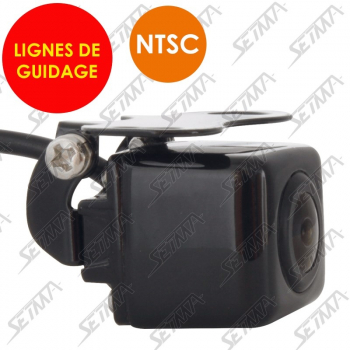CAMERA DE RECUL AVEC LIGNES DE GUIDADE ACTIVES - ANGLE REGLABLE 0&deg; A 90&deg; - FINITION NOIRE LAQUEE