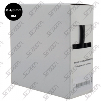 GAINE THERMORETRACTABLE AVEC ADHESIF RESINEUX - 4.8 MM X 8 M - NOIR