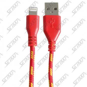 CABLE USB COMPATIBLE APPLE LIGHTNING POUR IPHONE 5/6 - IPAD AIR ET IPAD MINI - TOILE ROUGE