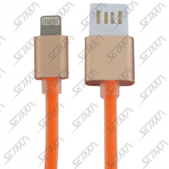 CABLE USB COMPATIBLE APPLE LIGHTNING POUR IPHONE 5/6 - IPAD AIR ET IPAD MINI - RUBBER (CAOUTCHOUC) ORANGE