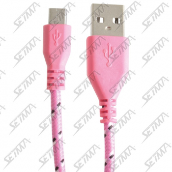 CABLE USB / MICRO USB - COMPATIBLE SAMSUNG/LG/MOTOROLA... - TOILE ROSE