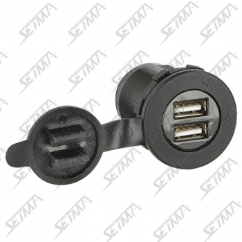 CHARGEUR DOUBLE USB 12V/24V AVEC BOUCHON DE PROTECTION