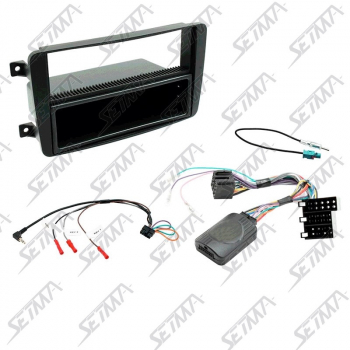 MERCEDES CLASSE C (W203) -  KIT SUPPORT AUTORADIO 1DIN/2DIN + COMMANDE AU VOLANT