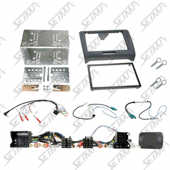 AUDI TT (8J/Mk2) 2006-2014 - KIT SUPPORT AUTORADIO 2DIN + COMMANDE AU VOLANT (ISO/FAKRA) VEHICULE AVEC AMPLI