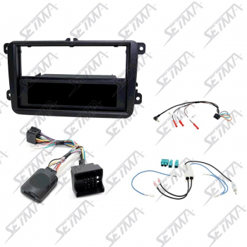VOLKSWAGEN 2003-2015 - RCD - KIT SUPPORT AUTORADIO 1DIN/2ISO + COMMANDE AU VOLANT CONNECTEUR FAKRA