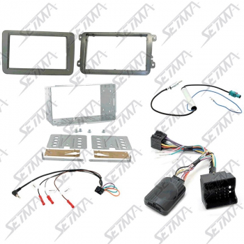 VOLKSWAGEN EOS/PASSAT/POLO/SCIROCCO/TIGUAN - 2003-2016 - KIT SUPPORT AUTORADIO 2DIN + COMMANDE AU VOLANT