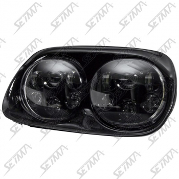 DOUBLE OPTIQUE D'ECLAIRAGE POUR MOTO - 14.2 CM - 9 LEDS - 2000-3500 LUMENS/6500K - ARGENT