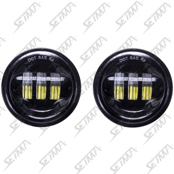 2 FEUX ADDITIONNELS DE ROUTE DE 11.4 CM DE DIAMETRE POUR AUTO/MOTO - 6 LEDS - NOIR