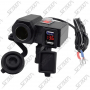 CHARGEUR ALLUME-CIGARE POUR MOTO - 2 USB 4.2A AVEC VOLTMETRE A LED - INTERRUPTEUR ETANCHE