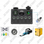 BOITIER DE COMMUTATION - 5 INTERRUPTEURS / 2 USB / 1 ALLUME-CIGARE / 1 VOLTMETRE - 148 X 103 x 75 MM