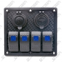 BOITIER DE COMMUTATION - 4 INTERRUPTEURS / 2 USB / 1 ALLUME CIGARE - 130 X 119 X 85 MM