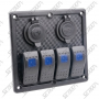 BOITIER DE COMMUTATION - 4 INTERRUPTEURS / 2 USB / 1 ALLUME CIGARE - 130 X 119 X 85 MM