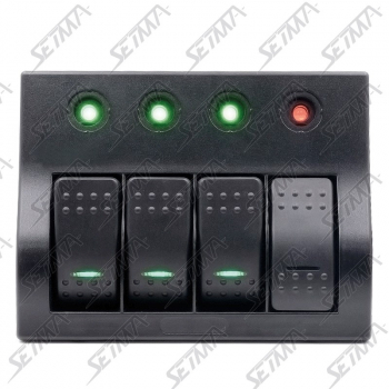 BOITIER DE COMMUTATION - 4 INTERRUPTEURS DOUBLE INDICATEUR COULEUR - 130 X 100 X 75 MM