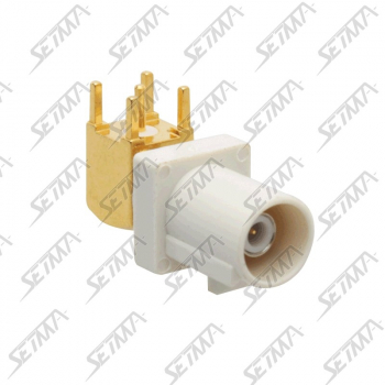 CONNECTEUR FAKRA MALE 90&deg; PCB CREME - B - RG-174 / RG-316 - A SOUDER