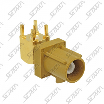 CONNECTEUR FAKRA MALE 90&deg; PCB CURRY - K - RG-174 / RG-316 - A SOUDER