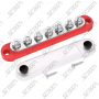 BARRE DE DISTRIBUTION ROUGE 7 VOIES - M6 - AVEC CAPOT PROTECTION - 12/48V - 150AMAX