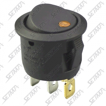 INTERRUPTEUR CYLINDRIQUE NOIR 3 CONTACTS - D:20MM -  ECLAIRAGE ORANGE PERSONNALISABLE