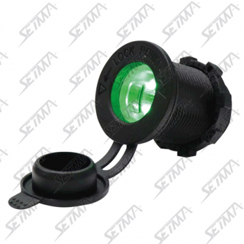PRISE ALLUME-CIGARE ETANCHE - ECLAIRAGE VERT -  DIAM 26MM