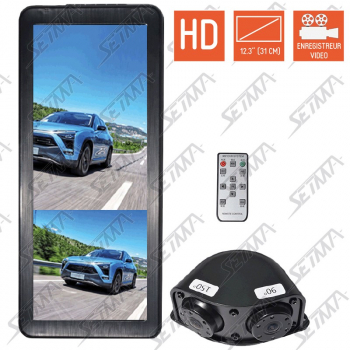DETECTEUR ANGLES MORTS POUR POIDS LOURD ET ENGINS DE CHANTIER / ECRAN RETROVISEUR ENREGISTREUR AVEC DOUBLE CAMERA POUR BUS