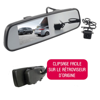 KIT CAMERA + ECRAN RETROVISEUR 5'' (13 CM) - 6.5 M DE C&Acirc;BLE