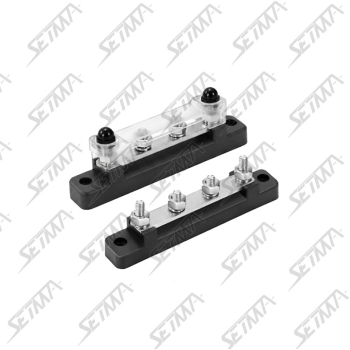 BARRE DE DISTRIBUTION 4 VOIES M6 NOIR AVEC PROTECTION